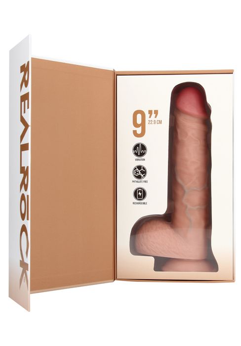 Realrock Vibrating Regular Straight Cock with Balls 23 cm