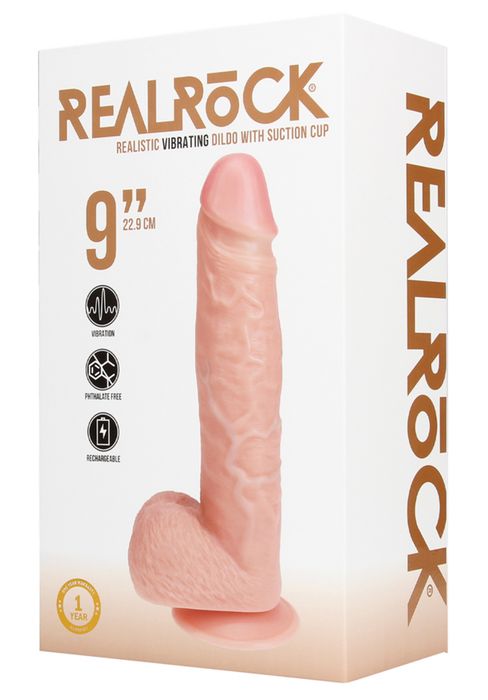 Realrock Vibrating Regular Straight Cock with Balls 23 cm