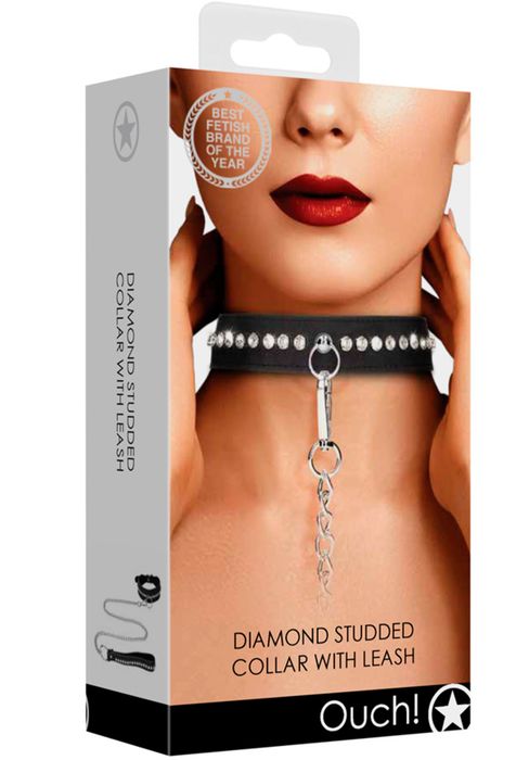 Ouch! Diamond Studded Collar with Leash
