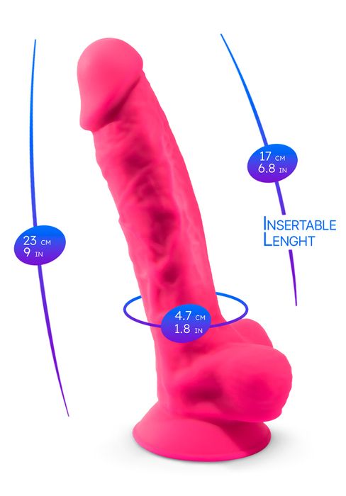Dual Density Rosa Dildo med pung 23 cm